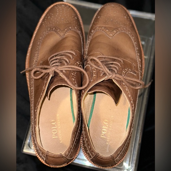 Polo Ralph Lauren Wing Tip Shoe vibram Sole - Picture 13 of 14